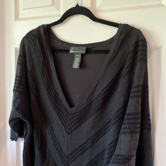 Lane Bryant Blouse Women’s Size 22/24 3/4 Sleeve V Neck Black Chevron Light - Picture 3 of 12